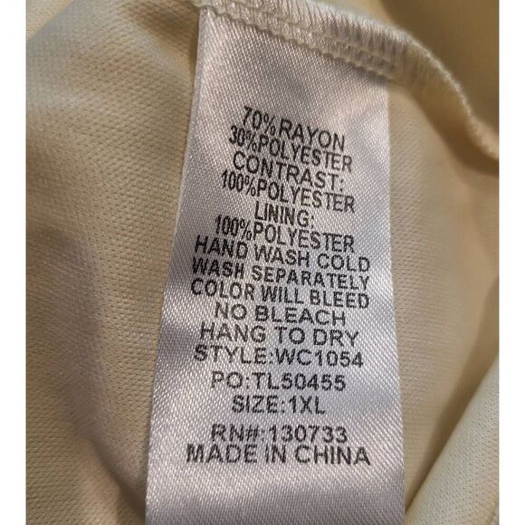 Umgee Dress Women's 1X Natural Mini Tunic Floral Embroidered Bell Sleeve Boho - Picture 6 of 8